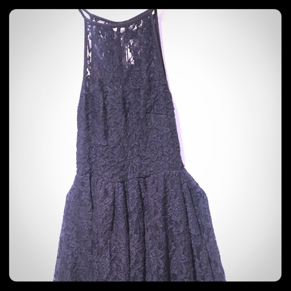 Black lace cocktail mini dress
